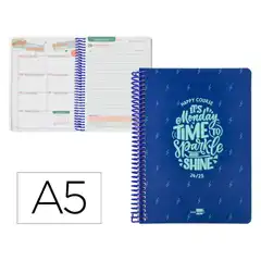 Material AGENDA ESCOLAR LIDERPAPEL AÑO 24 - 25 ESCOLAR BASIC AZUL DÍA PÁGINA A5 LP417 169738