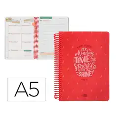 Material AGENDA ESCOLAR LIDERPAPEL AÑO 24 - 25 ESCOLAR BASIC ROJO DÍA PÁGINA A5 LP418 169739