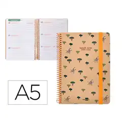 Material AGENDA ESCOLAR LIDERPAPEL AÑO 24 - 25 ESCOLAR CLASSIC ZEBRA SEMANA VISTA A5 PAPEL FSC BANDA ELASTICA LP424 169745