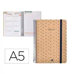 Material AGENDA ESCOLAR LIDERPAPEL AÑO 24 - 25 ESCOLAR CLASSIC STARS DÍA PÁGINA A5 PAPEL FSC BANDA ELASTICA LP428 169749