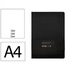 Material CUADERNO CON GOMILLA ANTARTIK NOTES TAPA DURA A4 HOJAS LISAS NEGRO 100 HOJAS 80 GR FSC TW01 169968