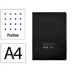 Material CUADERNO CON GOMILLA ANTARTIK NOTES TAPA DURA A4 HOJAS PUNTOS NEGRO 100 HOJAS 80 GR FSC TW02 169969