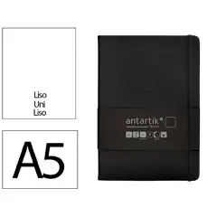 Material CUADERNO CON GOMILLA ANTARTIK NOTES TAPA DURA A5 HOJAS LISAS NEGRO 100 HOJAS 80 GR FSC TW05 169972