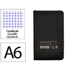 Material CUADERNO CON GOMILLA ANTARTIK NOTES TAPA DURA A6 HOJAS CUADRICULA NEGRO 100 HOJAS 80 GR FSC TW11 169978