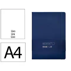 Material CUADERNO CON GOMILLA ANTARTIK NOTES TAPA DURA A4 HOJAS LISAS AZUL MARINO 100 HOJAS 80 GR FSC TW13 169980