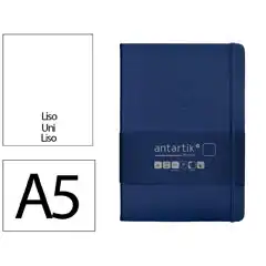 Material CUADERNO CON GOMILLA ANTARTIK NOTES TAPA DURA A5 HOJAS LISAS AZUL MARINO 100 HOJAS 80 GR FSC TW17 169984