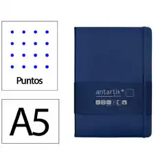 Material CUADERNO CON GOMILLA ANTARTIK NOTES TAPA DURA A5 HOJAS PUNTOS AZUL MARINO 100 HOJAS 80 GR FSC TW18 169985