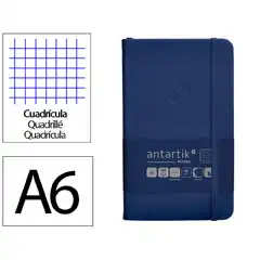 Material CUADERNO CON GOMILLA ANTARTIK NOTES TAPA DURA A6 HOJAS CUADRICULA AZUL MARINO 100 HOJAS 80 GR FSC TW23 169990