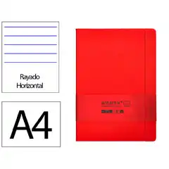 Material CUADERNO CON GOMILLA ANTARTIK NOTES TAPA DURA A4 HOJAS RAYAS ROJO 100 HOJAS 80 GR FSC TW27 169994