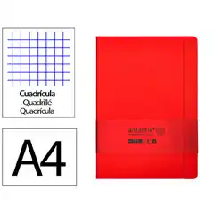 Material CUADERNO CON GOMILLA ANTARTIK NOTES TAPA DURA A4 HOJAS CUADRICULA ROJO 100 HOJAS 80 GR FSC TW28 169995