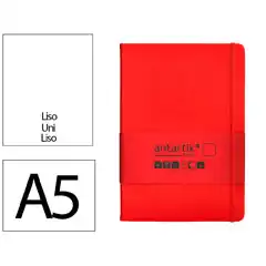 Material CUADERNO CON GOMILLA ANTARTIK NOTES TAPA DURA A5 HOJAS LISAS ROJO 100 HOJAS 80 GR FSC TW29 169996