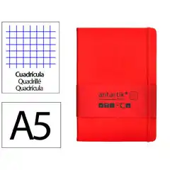 Material CUADERNO CON GOMILLA ANTARTIK NOTES TAPA DURA A5 HOJAS CUADRICULA ROJO 100 HOJAS 80 GR FSC TW32 169999