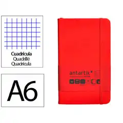 Material CUADERNO CON GOMILLA ANTARTIK NOTES TAPA DURA A6 HOJAS CUADRICULA ROJO 100 HOJAS 80 GR FSC TW35 170002