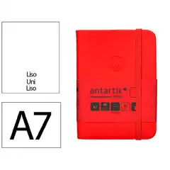 Material CUADERNO CON GOMILLA ANTARTIK NOTES TAPA DURA A7 HOJAS LISAS ROJO 80 HOJAS 80 GR FSC TW36 170003