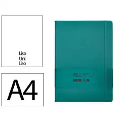Material CUADERNO CON GOMILLA ANTARTIK NOTES TAPA DURA A4 HOJAS LISAS VERDE AGUAMARINA 100 HOJAS 80 GR FSC TW37 170004