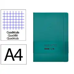 Material CUADERNO CON GOMILLA ANTARTIK NOTES TAPA DURA A4 HOJAS CUADRICULA VERDE AGUAMARINA 100 HOJAS 80 GR TW40 170007