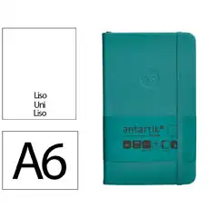 Material CUADERNO CON GOMILLA ANTARTIK NOTES TAPA DURA A6 HOJAS LISAS VERDE AGUAMARINA 100 HOJAS 80 GR FSC TW45 170012