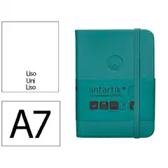 Material CUADERNO CON GOMILLA ANTARTIK NOTES TAPA DURA A7 HOJAS LISAS VERDE AGUAMARINA 80 HOJAS 80 GR FSC TW48 170015