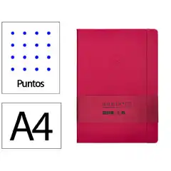 Material CUADERNO CON GOMILLA ANTARTIK NOTES TAPA DURA A4 HOJAS PUNTOS BURDEOS 100 HOJAS 80 GR FSC TW50 170017