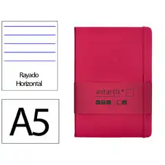 Material CUADERNO CON GOMILLA ANTARTIK NOTES TAPA DURA A5 HOJAS RAYAS BURDEOS 100 HOJAS 80 GR FSC TW55 170022