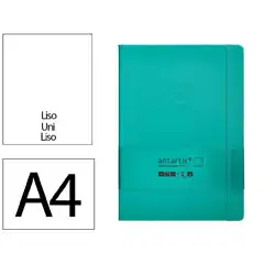 Material CUADERNO CON GOMILLA ANTARTIK NOTES TAPA DURA A4 HOJAS LISAS TURQUESA 100 HOJAS 80 GR FSC TW61 170028