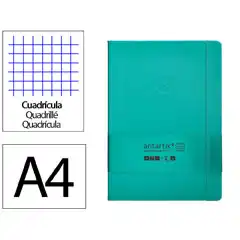 Material CUADERNO CON GOMILLA ANTARTIK NOTES TAPA DURA A4 HOJAS CUADRICULA TURQUESA 100 HOJAS 80 GR FSC TW64 170031