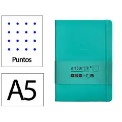 Material CUADERNO CON GOMILLA ANTARTIK NOTES TAPA DURA A5 HOJAS PUNTOS TURQUESA 100 HOJAS 80 GR FSC TW66 170033