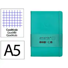 Material CUADERNO CON GOMILLA ANTARTIK NOTES TAPA DURA A5 HOJAS CUADRICULA TURQUESA 100 HOJAS 80 GR FSC TW68 170035