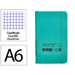 Material CUADERNO CON GOMILLA ANTARTIK NOTES TAPA DURA A6 HOJAS CUADRICULA TURQUESA 100 HOJAS 80 GR FSC TW71 170038