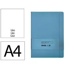 Material CUADERNO CON GOMILLA ANTARTIK NOTES TAPA DURA A4 HOJAS LISAS AZUL CLARO 100 HOJAS 80 GR FSC TW73 170040