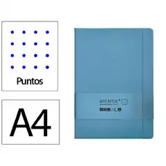 Material CUADERNO CON GOMILLA ANTARTIK NOTES TAPA DURA A4 HOJAS PUNTOS AZUL CLARO 100 HOJAS 80 GR FSC TW74 170041