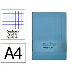 Material CUADERNO CON GOMILLA ANTARTIK NOTES TAPA DURA A4 HOJAS CUADRICULA AZUL CLARO 100 HOJAS 80 GR FSC TW76 170043