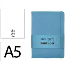 Material CUADERNO CON GOMILLA ANTARTIK NOTES TAPA DURA A5 HOJAS LISAS AZUL CLARO 100 HOJAS 80 GR FSC TW77 170044