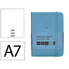 Material CUADERNO CON GOMILLA ANTARTIK NOTES TAPA DURA A7 HOJAS LISAS AZUL CLARO 80 HOJAS 80 GR FSC TW84 170051