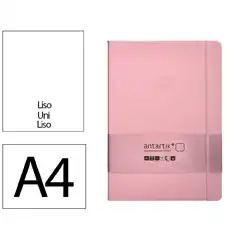 Material CUADERNO CON GOMILLA ANTARTIK NOTES TAPA DURA A4 HOJAS LISAS ROSA PASTEL 100 HOJAS 80 GR FSC TW85 170052
