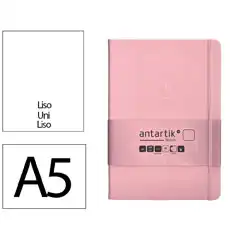 Material CUADERNO CON GOMILLA ANTARTIK NOTES TAPA DURA A5 HOJAS LISAS ROSA PASTEL 100 HOJAS 80 GR FSC TW89 170056