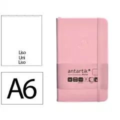 Material CUADERNO CON GOMILLA ANTARTIK NOTES TAPA DURA A6 HOJAS LISAS ROSA PASTEL 100 HOJAS 80 GR FSC TW93 170060