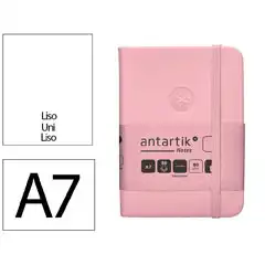 Material CUADERNO CON GOMILLA ANTARTIK NOTES TAPA DURA A7 HOJAS LISAS ROSA PASTEL 80 HOJAS 80 GR FSC TW96 170063