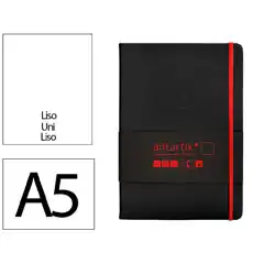Material CUADERNO CON GOMILLA ANTARTIK NOTES TAPA DURA A5 HOJAS LISAS NEGRO Y ROJO 100 HOJAS 80 GR FSC TX02 170068