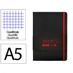 Material CUADERNO CON GOMILLA ANTARTIK NOTES TAPA DURA A5 HOJAS CUADRICULA NEGRO Y ROJO 100 HOJAS 80 GR FSC TX05 170071