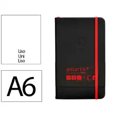 Material CUADERNO CON GOMILLA ANTARTIK NOTES TAPA DURA A6 HOJAS LISAS NEGRO Y ROJO 100 HOJAS 80 GR FSC TX06 170072