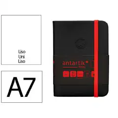 Material CUADERNO CON GOMILLA ANTARTIK NOTES TAPA DURA A7 HOJAS LISAS NEGRO Y ROJO 80 HOJAS 80 GR FSC TX09 170075