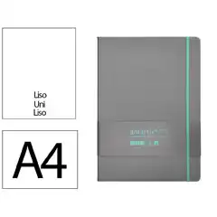 Material CUADERNO CON GOMILLA ANTARTIK NOTES TAPA DURA A4 HOJAS LISAS GRIS Y TURQUESA 100 HOJAS 80 GR FSC TX10 170076
