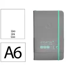 Material CUADERNO CON GOMILLA ANTARTIK NOTES TAPA DURA A6 HOJAS LISAS GRIS Y TURQUESA 100 HOJAS 80 GR FSC TX18 170084