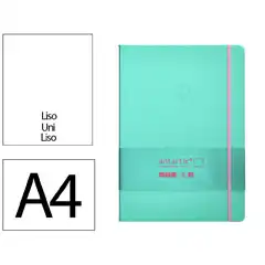 Material CUADERNO CON GOMILLA ANTARTIK NOTES TAPA DURA A4 HOJAS LISAS ROSA Y TURQUESA 100 HOJAS 80 GR FSC TX22 170088