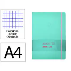 Material CUADERNO CON GOMILLA ANTARTIK NOTES TAPA DURA A4 HOJAS CUADRICULA ROSA Y TURQUESA 100 HOJAS 80 GR FSC TX25 170091