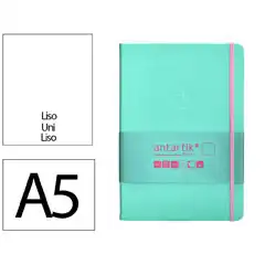 Material CUADERNO CON GOMILLA ANTARTIK NOTES TAPA DURA A5 HOJAS LISAS ROSA Y TURQUESA 100 HOJAS 80 GR FSC TX26 170092