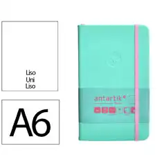 Material CUADERNO CON GOMILLA ANTARTIK NOTES TAPA DURA A6 HOJAS LISAS ROSA Y TURQUESA 100 HOJAS 80 GR FSC TX30 170096