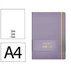 Material CUADERNO CON GOMILLA ANTARTIK NOTES TAPA DURA A4 HOJAS LISAS MORADO Y AMARILLO 100 HOJAS 80 GR FSC TX34 170100