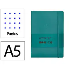 Material CUADERNO CON GOMILLA ANTARTIK NOTES TAPA BLANDA A5 HOJAS PUNTOS VERDE AGUAMARINA 80 HOJAS 80 GR FSC TX68 170134